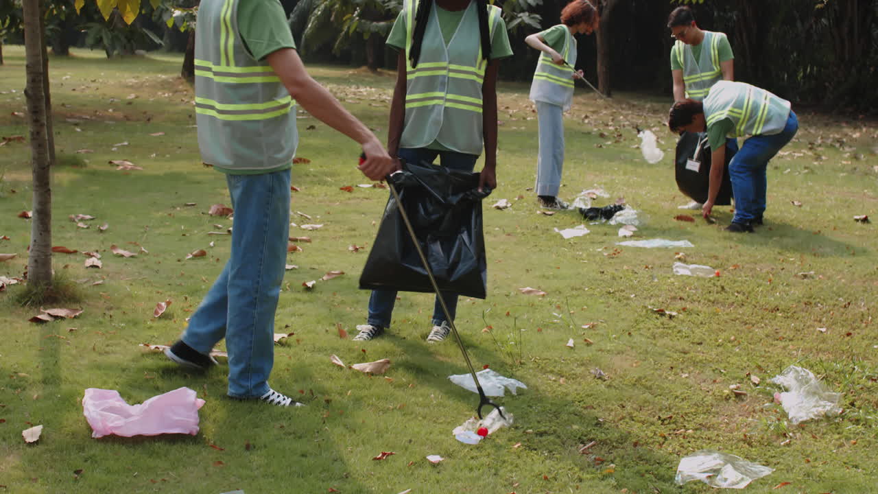 Students Collecting Litter in Local Park