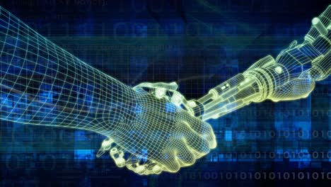 hombre y máquina robot mano apretón de mano como concepto de tecnología bucle