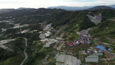 vista general del paisaje del distrito de brinchang dentro del área de cameron highlands de malasia