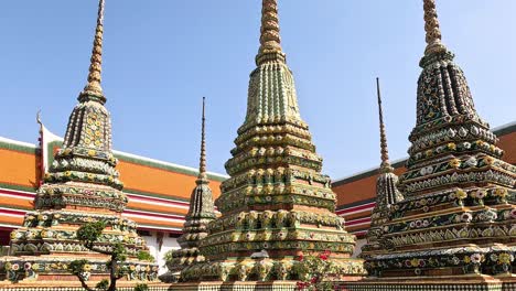 intricate pagodas under clear blue skies