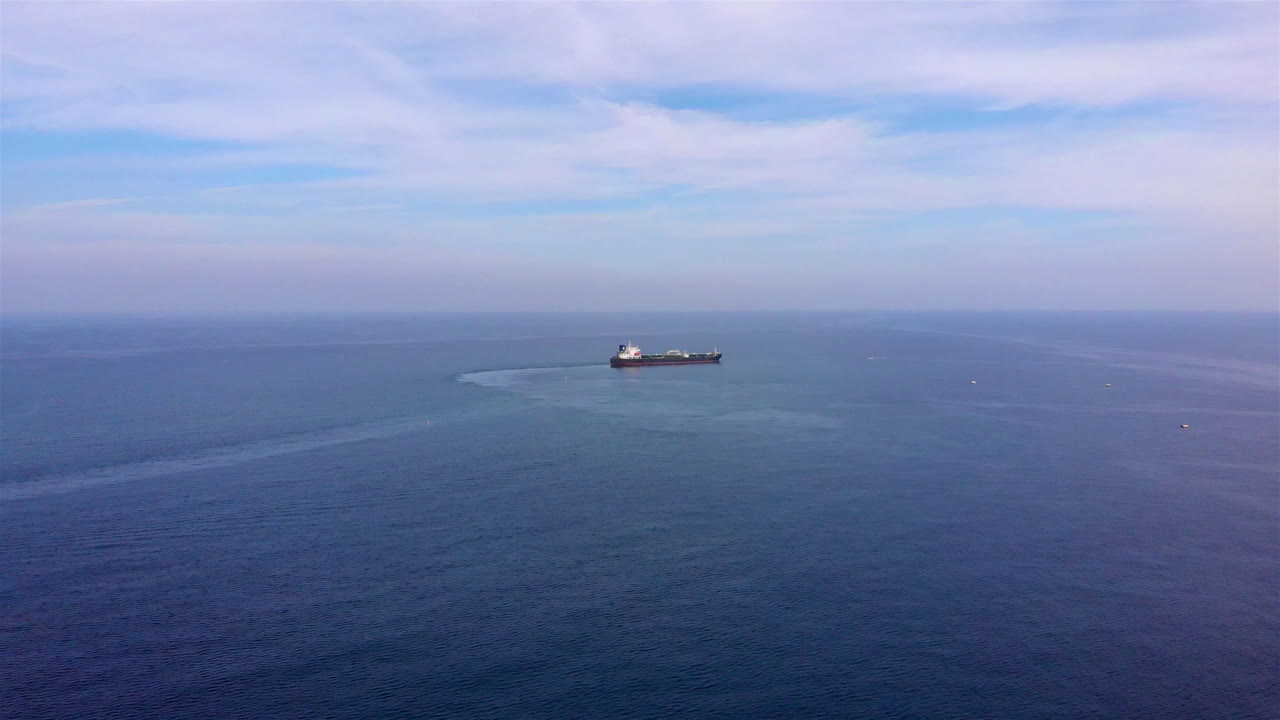 Drone footage of Cargo Tanker Sailing in Mediterranean Sea