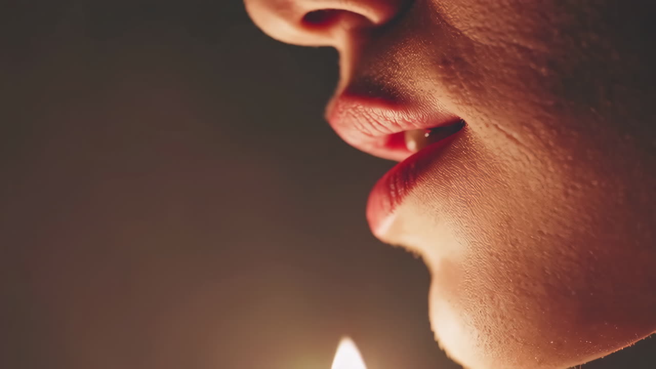 Woman's Profile in Candlelight