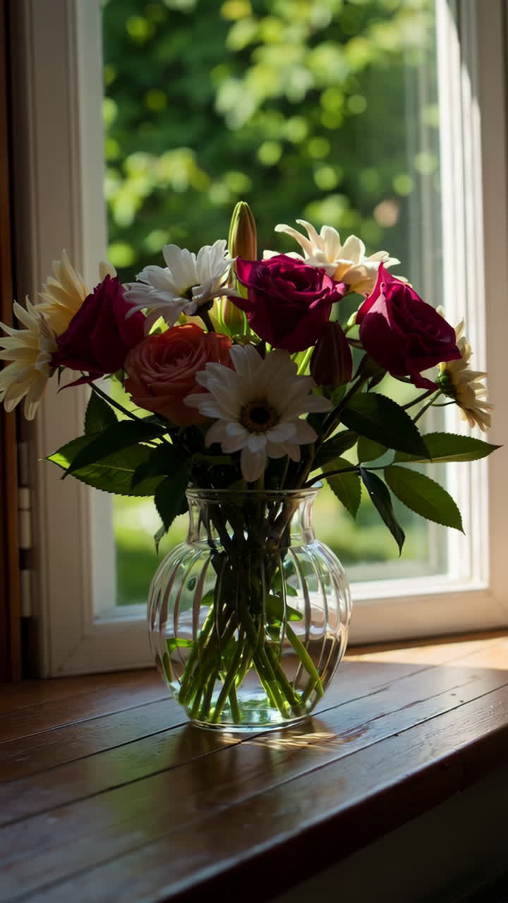 Beautiful Bouquet of Flowers on a Windowsill