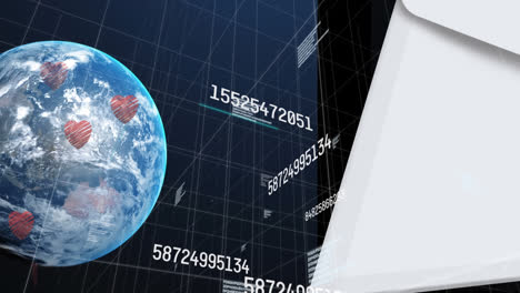 animation of globe and network of connections over data processing