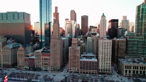 La-Ciudad-De-Chicago-Al-Amanecer,-Illinois,-EE.UU.