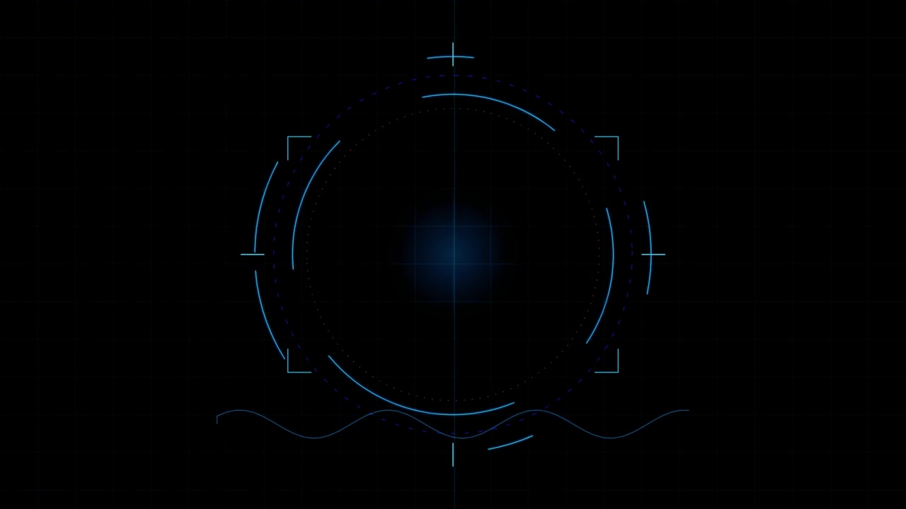 Futuristic Digital HUD Interface with Rotating Circular Elements