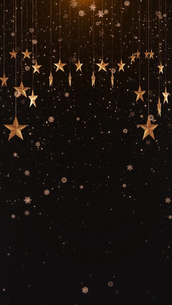 Christmas background design glowing stars gold glitter confetti dark backdrop space golden confetti