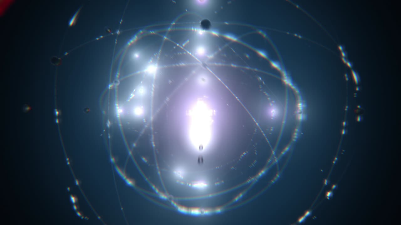 원자핵과 전자의 애니메이션 모델 - 파란색