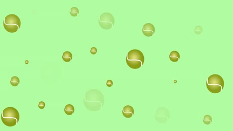 Animation-of-multiple-tennis-balls-on-green-background