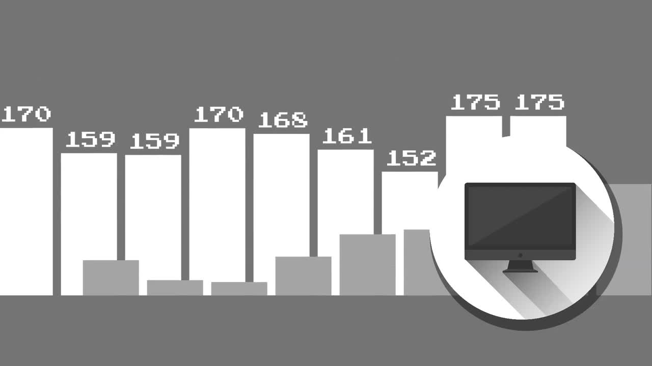 Animazione di elaborazione dati su computer