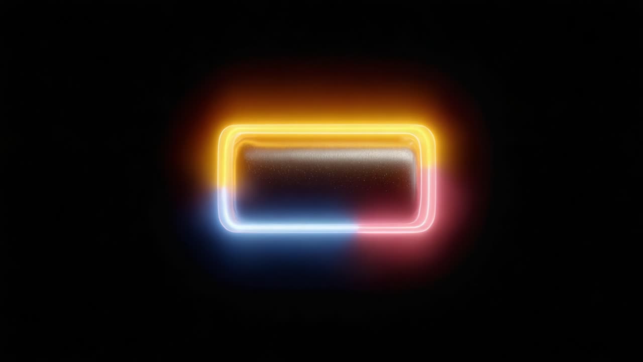 A striking visual representation of colorful glowing rectangles on a dark background, depicting a vibrant and dynamic energy flow through neon hues and design aesthetics