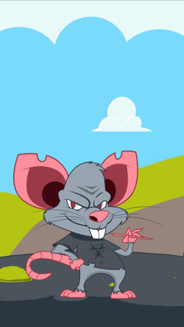 an animation of a hand drawn evil rat cartoon illustration