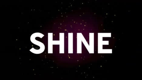 animación de texto brillante y puntos de luz brillantes que se mueven sobre un fondo negro