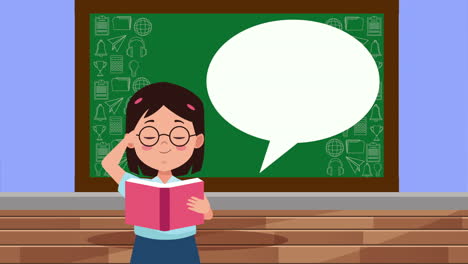 temporada de regreso a la escuela con la niña en el aula