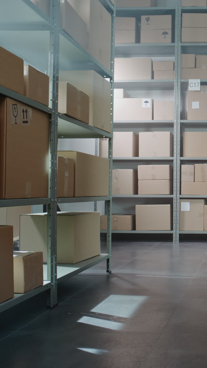 espacio de almacenamiento de almacén con cajas de cartón