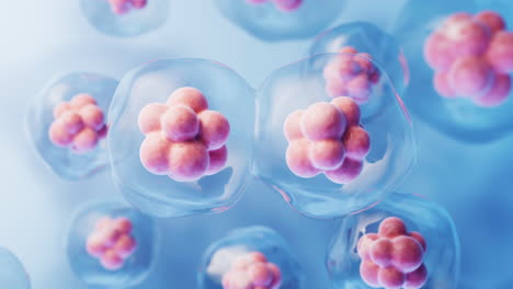 la mitosis de las células con el concepto de biotecnología, renderización en 3d.
