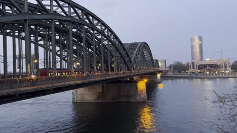 cologne railway bridge in the direction of cologne deutz