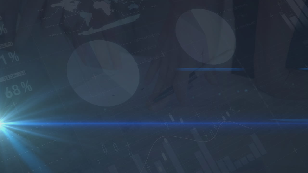 사무실에서 다양한 사업가들에 대한 금융 데이터 처리의 활성화