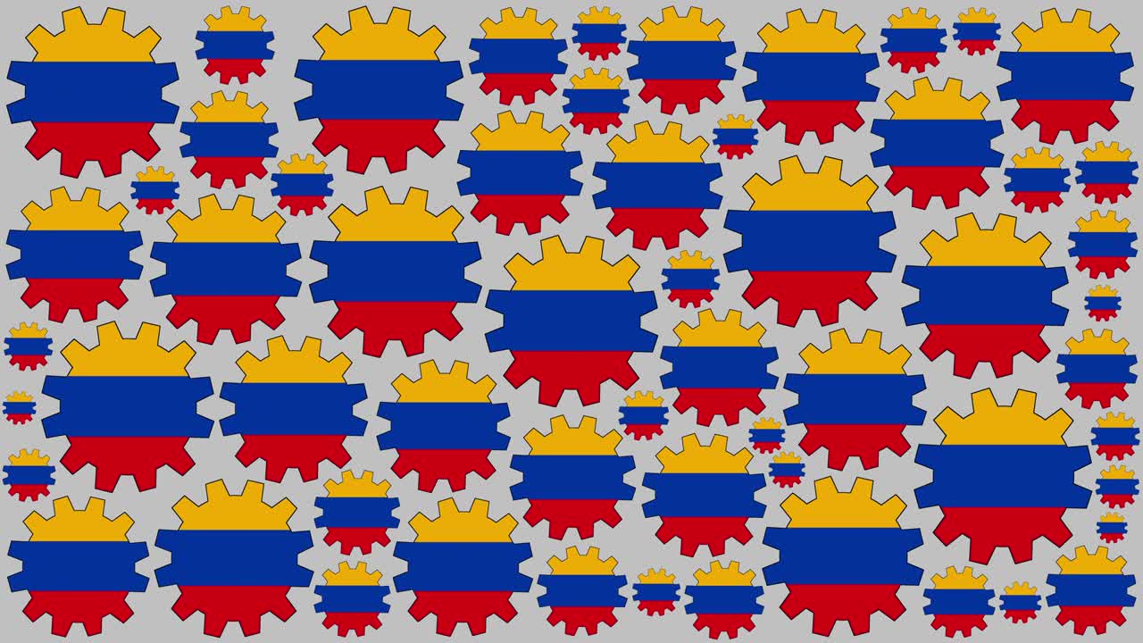 la bandera armenia engranajes girando el fondo