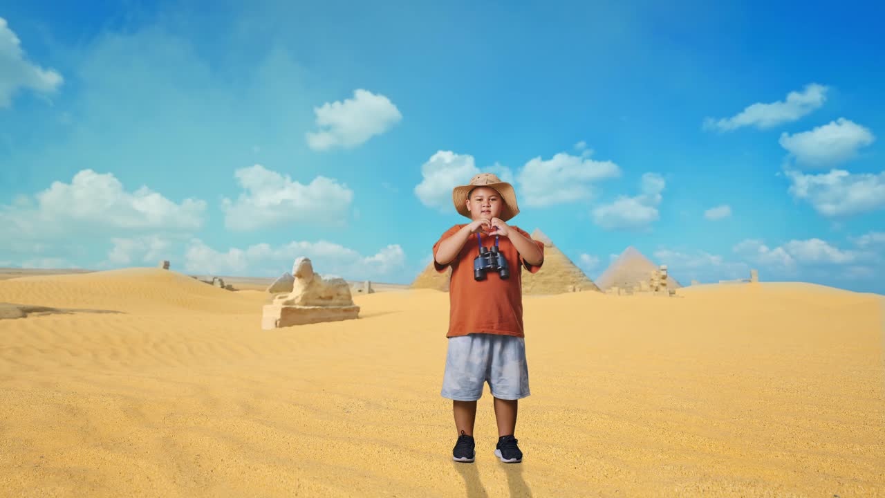 A Child Exploring the Desert Pyramids
