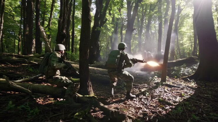Esercitazione militare nella foresta