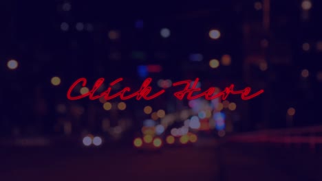 animation of click here text over cityscape