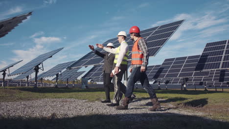 solar panel farm inspection by engineers