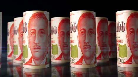billetes de dinero de dólar de singapur rodillos de bucle sin costuras