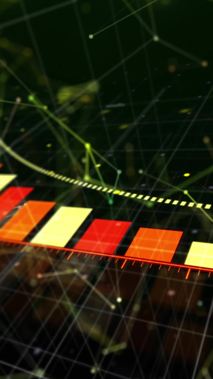 Animazione di rete di connessioni su elaborazione dati su sfondo nero