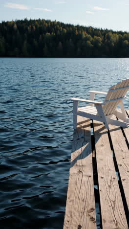 peaceful lakeside view from a wooden dock