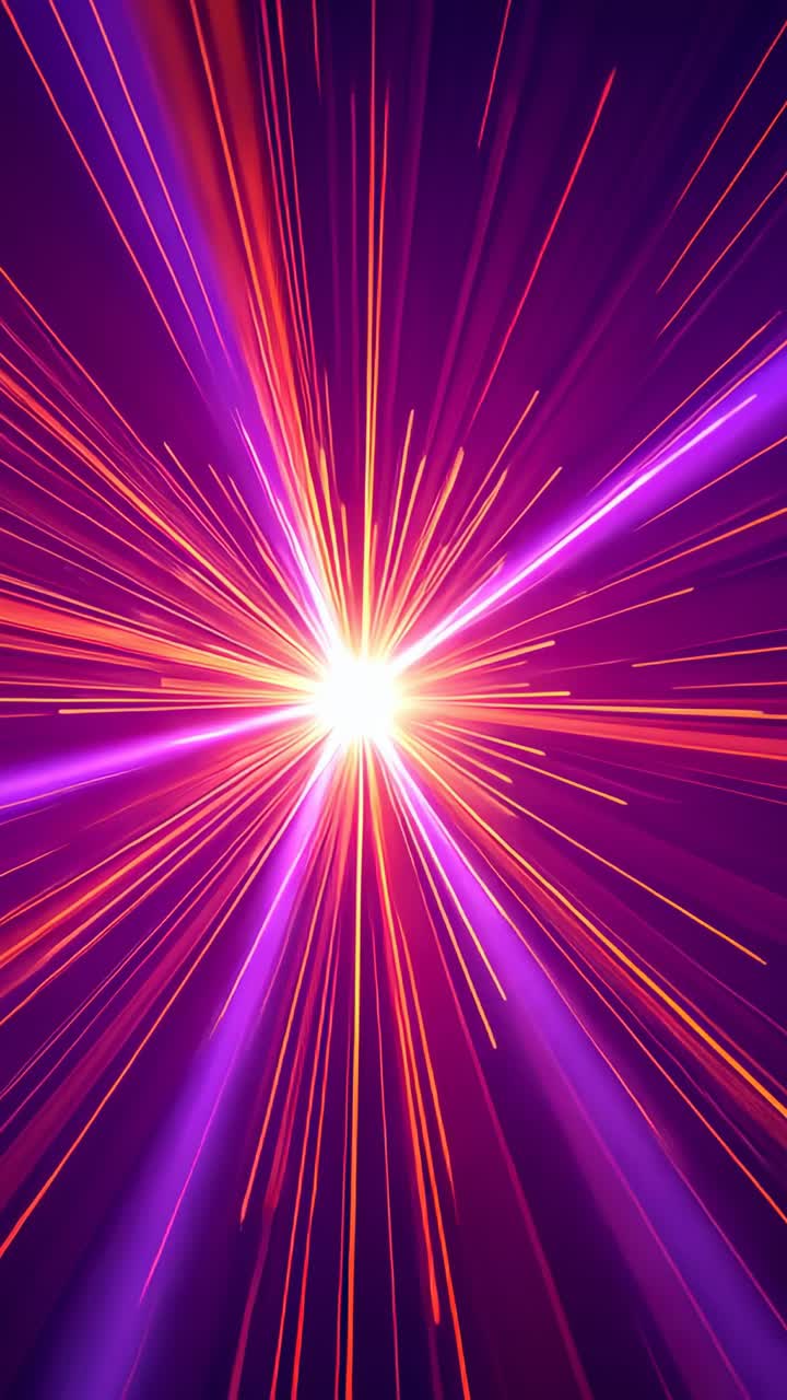 Vertical video: Sparking core growing purple energizing orange or pink rays purple bands magenta hal
