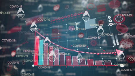 Animation-Von-Covid-19-Zellen-Und-Text-Mit-Statistikaufzeichnung