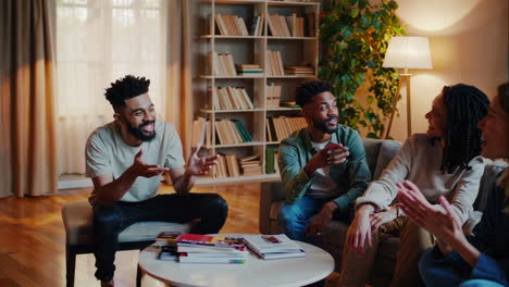 friends enjoying a conversation at home