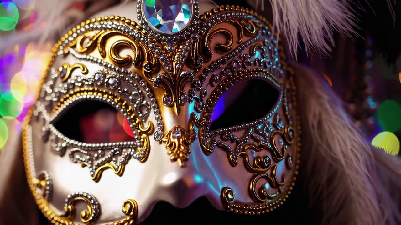 Ornate Venetian Mask with Colorful Background