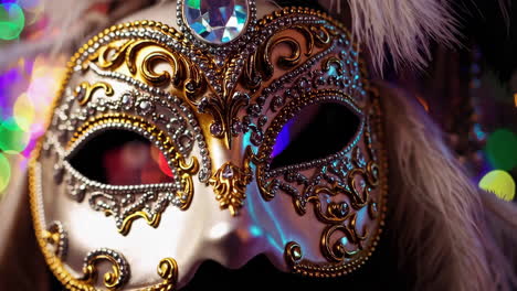 ornate venetian mask with colorful background