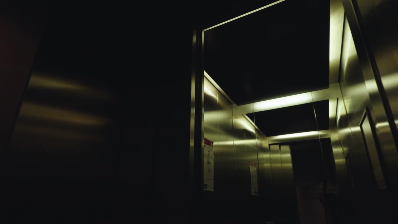 Modern elevator arriving at the first floor