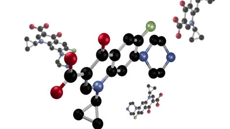 animation of molecules rotating on white background