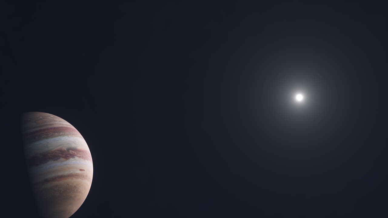 vista realista del planeta júpiter panorámica desde el sol