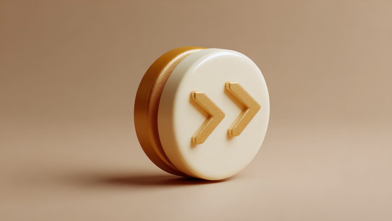 Sleek and Stylish Double Arrow Button Design on a Soft Neutral Background, Capturing the Essence of Modern Minimalism and Functionality in a Unique 3D Object