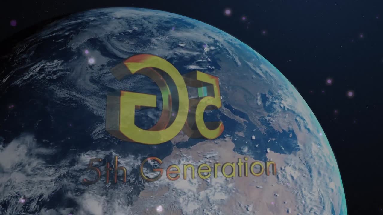 animación de texto 5g sobre el globo