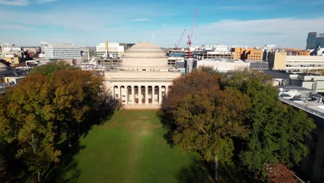 Massachusetts-Institute-of-Technology,-MIT,-school-of-engineering,-Great-Dome,-Boston,-aerial-during-day