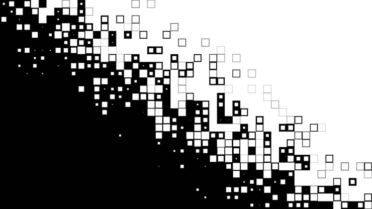 Abstract Motion Graphic with Black and White Square Pixel Transition
