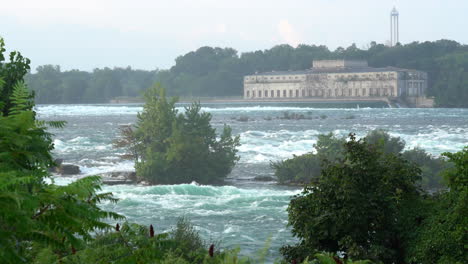 a view of a power station above the rapids on the niagara river just above the niagara falls