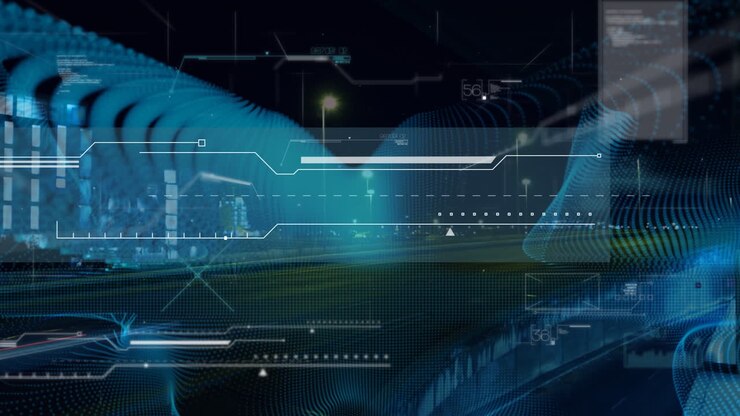 Animation of data processing over road traffic in fast motion