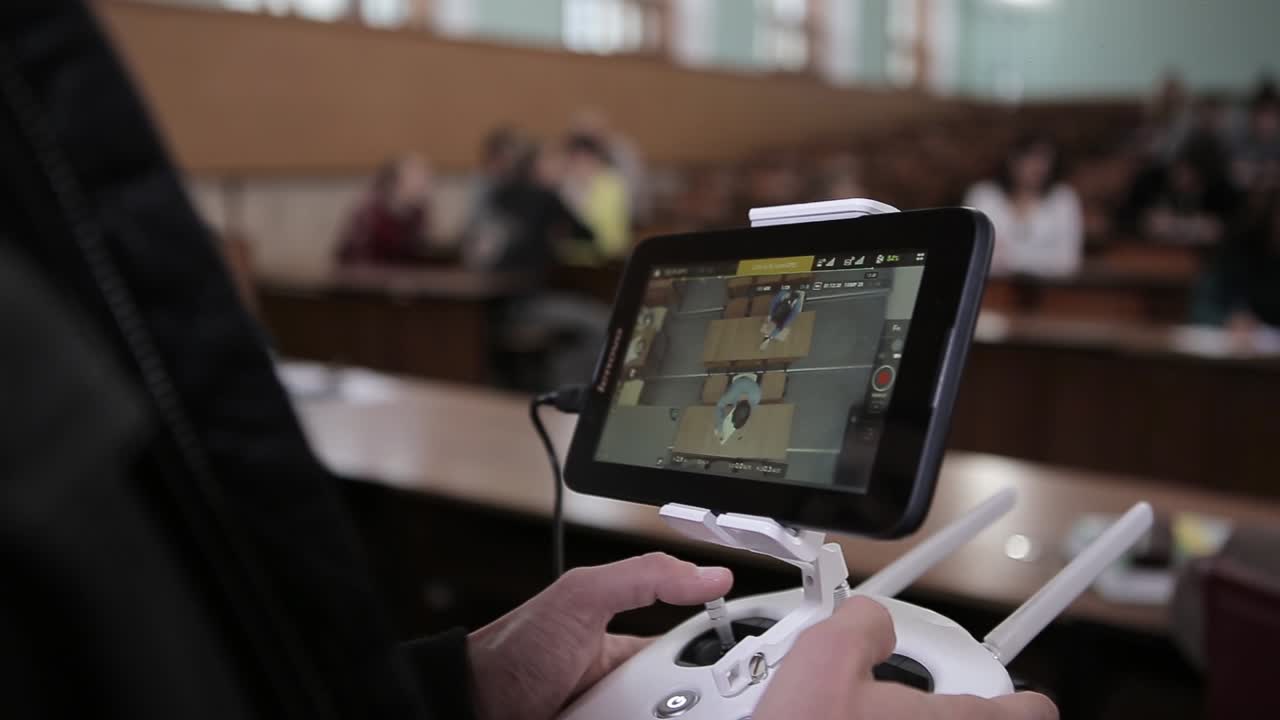 Drone footage of a classroom