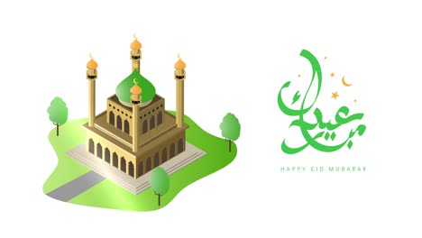 feliz eid mubarak saludo con la caligrafía islámica árabe del texto eid al fitr mubarak en movimiento gráfico. traducir en inglés como: dios es (el más grande)