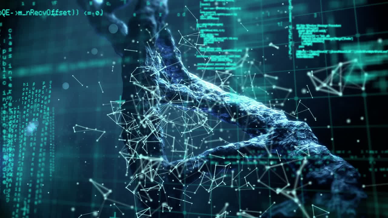 Animation of 3d dna strand spinning and scientific data processing over network of connections