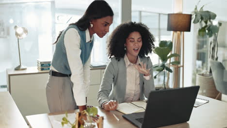 laptop, women or manager teaching a happy woman