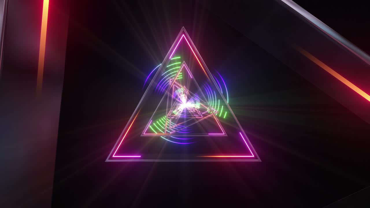 túnel de triángulos de neón