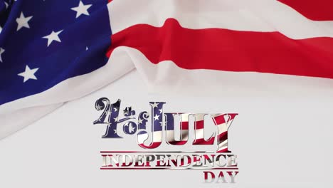 Animation-of-4th-of-july,-independence-day-text-in-flag-colours-over-flag-of-america